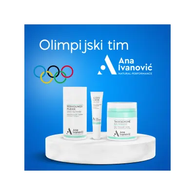 Olimpijski tim prirodne kozmetike - Ana Ivanović prah za čišćenje lica, dnevna i okoloočna krema za lice